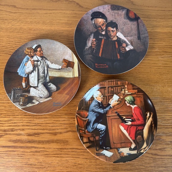 Norman Rockwell Other - Norman Rockwell Heritage Collection Plates Set of 3 1980s Vintage Gallery Wall